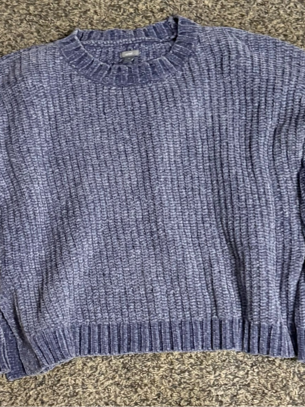 aerie Chunky Heathered Periwinkle Crewneck Sweater